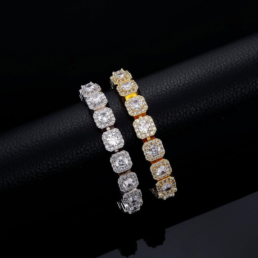 Silver 10MM Tennis Bracelet 8 Inch for Men Women Iced Out Cubic Zirconia 18k Gol - Picture 7 of 7